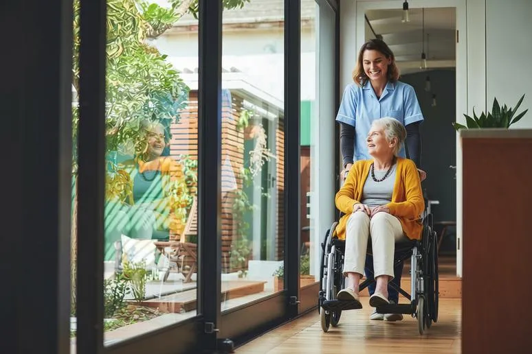 Caregiver and older adult enjoying time together